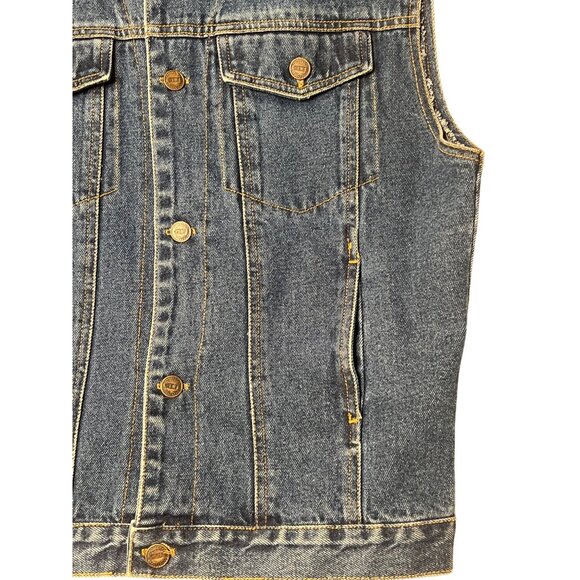 Orbit X Women's Size 12/14 Denim Vest Button-up Dragon Embroidery 100% Cotton - Picture 5 of 16